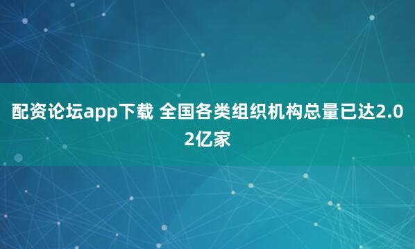 配资论坛app下载 全国各类组织机构总量已达2.02亿家